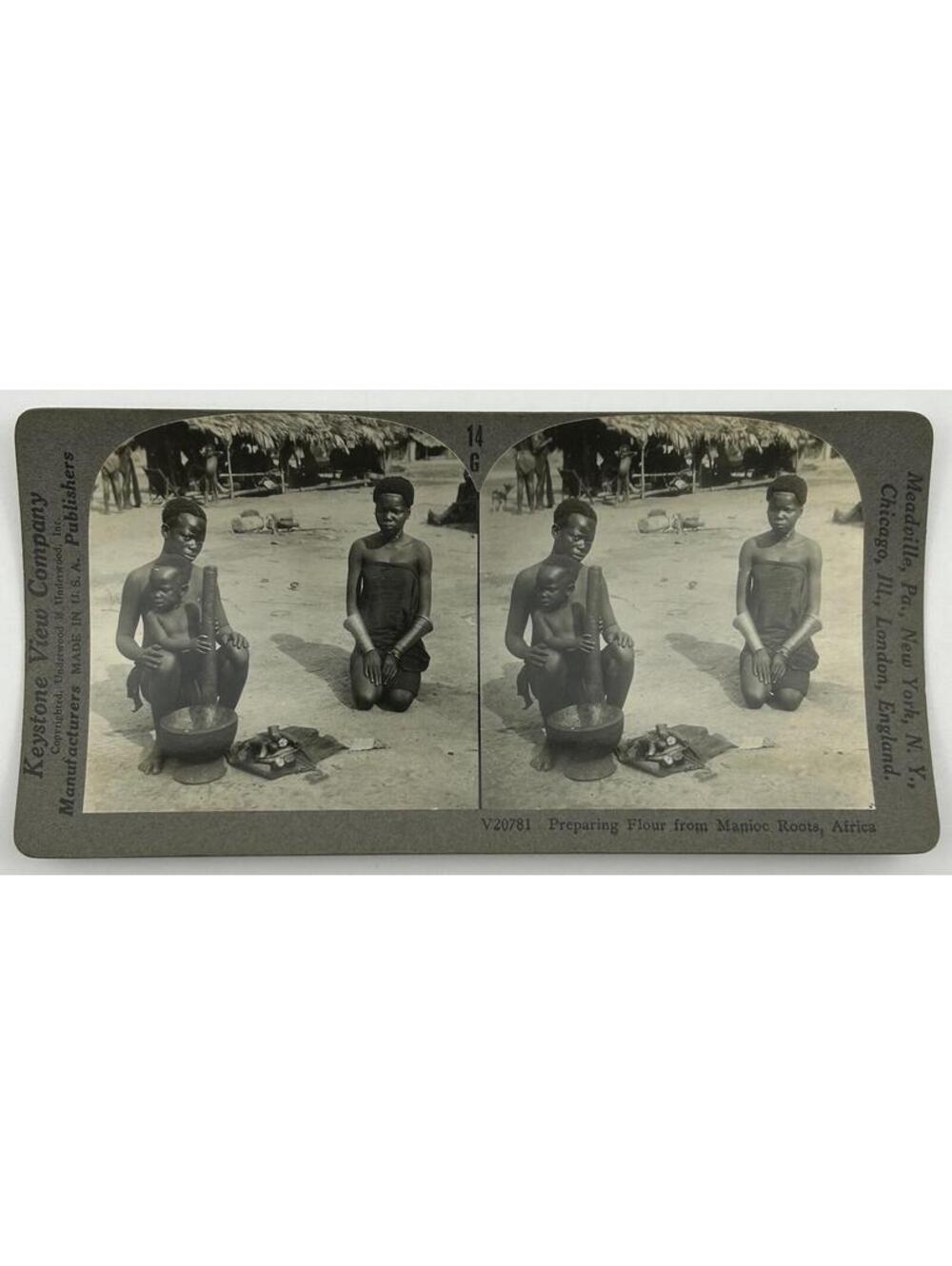 Antique Keystone Stereoview V20781 Preparing Flour Manioc Roots Africa L-2